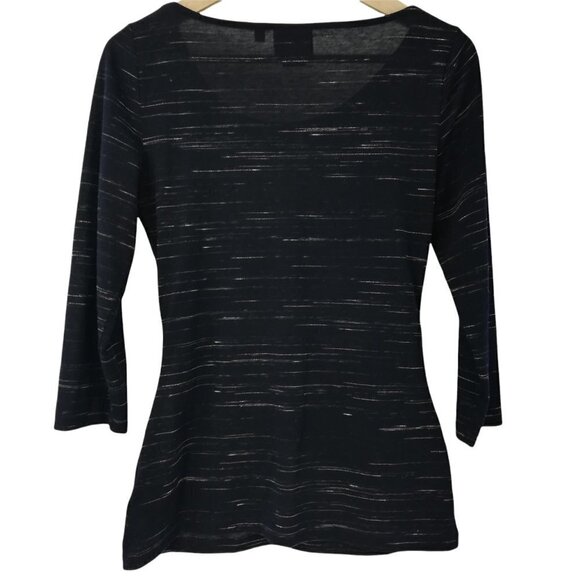 Vanessa Virginia Anthro Draped Bow Shirt Size S Heathered Space Dye Black Tied - Picture 7 of 12